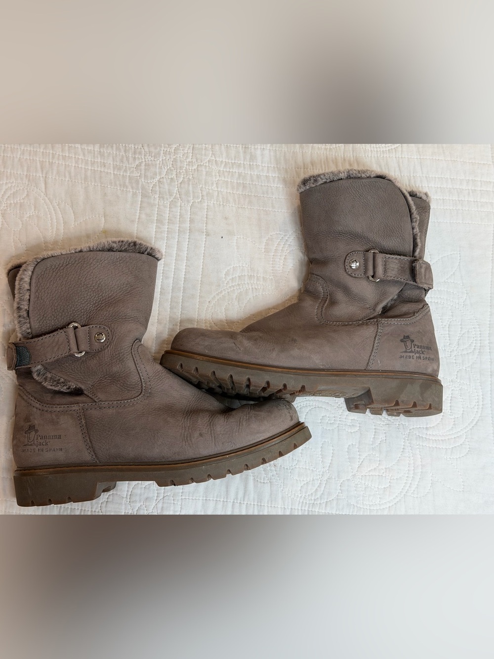 Panama Jack Felia Igloo Grey Nubuck Leather Boot with Sheepskin Lining EU 38